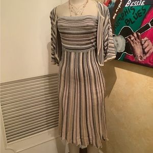 Veeca 2pc knit strapless dress with bolo jacket.